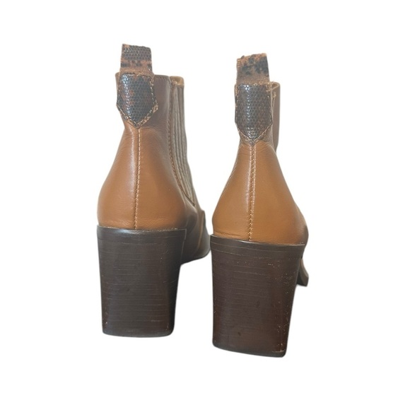 Snakeskin & Brown Western Cowgirl Ankle Booties | Pull On | Block Heel | Sz 7 US - Picture 4 of 7